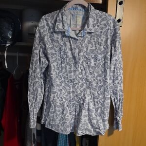 Elegant Blue Paisley Button Down Shirt